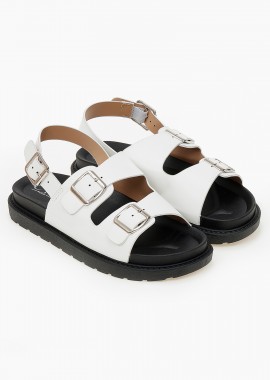 Issue - Σανδάλια flatform με ζωνάκια - Λευκό