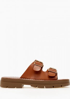 Issue - Σανδάλια flatform με ρυθμιζόμενες φάσες - Κάμελ