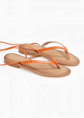 Issue - Σανδάλια lace up με δίχαλο - Πορτοκαλί
