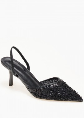 Issue - Slingback γόβες με διακοσμητικές χάντρες και πούλιες - Μαύρο