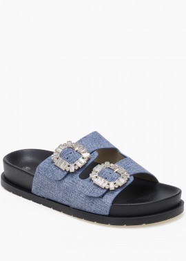 Issue - Σανδάλια flatform ρυθμιζόμενα με στρας - Μπλε