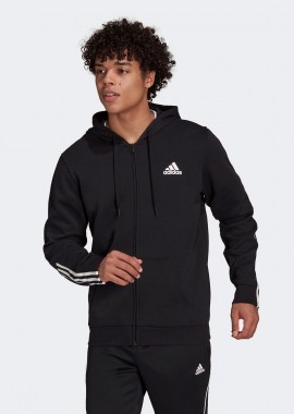 ADIDAS PERFORMANCE - ESSENTIALS DOUBLE KNIT FULL-ZIP HOODIE ΜΑΥΡΟ
