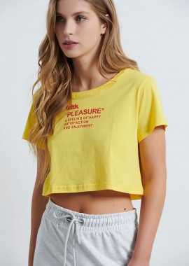 BODY TALK - BDTK DICTIONARY CROPPED T-SHIRT ΚΙΤΡΙΝΟ