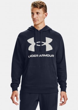 UNDER ARMOUR - UNDER ARMOUR RIVAL FLEECE BIG LOGO HOODIE ΜΠΛΕ