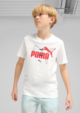 PUMA - PUMA KIDS ESSENTIALS LOGO LAB SUMMER T-SHIRT ΑΣΠΡΟ