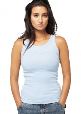 KARL KANI - KARL KANI Αμάνικες Μπλούζες WOVEN SIGNATURE RHINESTONE RIB TANK - Μπλε-KW251-003-2-BLUE