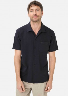 CAMEL ACTIVE - Camel Active ανδρικό κοντομάνικο πουκάμισο textured με τσέπη και κεντημένο monogram Regular Fit - C261-409251-7S51 Μπλε Σκούρο