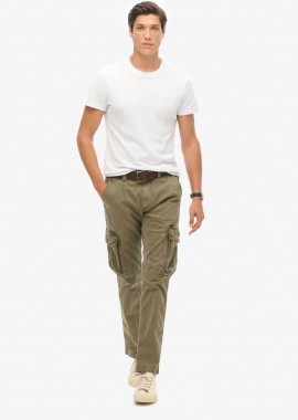 SUPERDRY & CO - Superdry ανδρικό παντελόνι cargo με logo patch Regular Fit - M7011132A Χακί