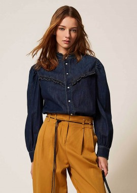 TWINSET - Twinset γυναικείο denim με βολάν - 261TP2672 Μπλε Σκούρο