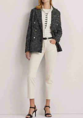 LAUREN RALPH LAUREN - Lauren Ralph Lauren γυναικείο τζην παντελόνι μονόχρωμο cropped πεντάτσεπο - 200933324001 Κρέμ