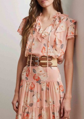 LAUREN RALPH LAUREN - Lauren Ralph Lauren γυναικεία μπλούζα floral με βολάν - 200963698001 Ροζ