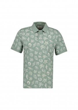 GANT - Gant ανδρική μπλούζα πόλο πικέ με all-over print Regular Fit - 2014109 Γκρι Γαλάζιο