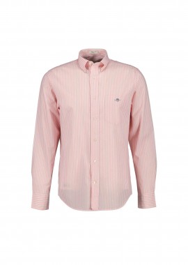 GANT - Gant ανδρικό πουκάμισο button down με ριγέ σχέδιο και τσέπη με κεντημένο λογότυπο Regular Fit - 3000130 Ροζ