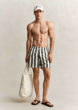 GANT - Gant ανδρικό μαγιό σορτς με ριγέ σχέδιο Regular Fit - 922616005 Λαδί