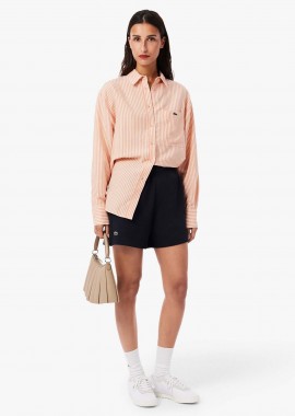 LACOSTE - Lacoste γυναικείο σορτς πικέ με κεντημένο λογότυπο - GF6901-00 Μπλε Σκούρο