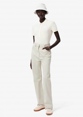 LACOSTE - Lacoste γυναικείο ψηλόμεσο τζιν παντελόνι πεντάτσεπο Slim Fit - HF4168-00 Κρέμ