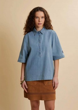 LA MARTINA - La Martina γυναικεία denim μπλούζα με λογότυπο Oversized Fit