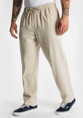 NAUTICA - Nautica ανδρικό λινό παντελόνι με ελαστική μέση Relaxed Fit - NAP171224 Εκρού