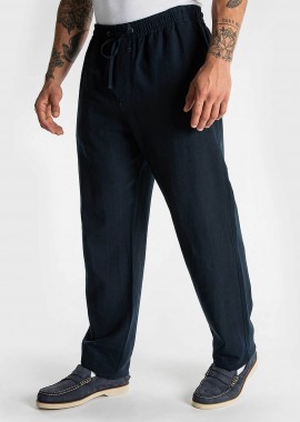 NAUTICA - Nautica ανδρικό λινό παντελόνι με ελαστική μέση Relaxed Fit - NAP171224 Σκούρο Μπλε