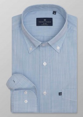 OXFORD COMPANY - Oxford Company ανδρικό sport πουκάμισο button down μονόχρωμο Regular Fit - F110-BZ10.02 Μπλε Ανοιχτό