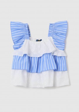OVS KIDS - OVS παιδική μπλούζα με ριγέ σχέδιο oversized - 002264965 Λευκό - Μπλε