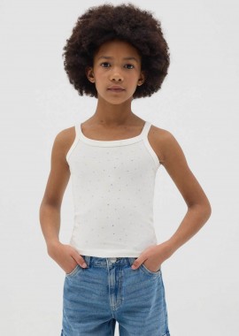 OVS KIDS - OVS παιδικό αμάνικο τοπ με all-over στρας Slim Fit - 002362693 Λευκό