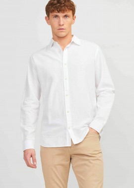 JACK & JONES - JACK & JONES ανδρικό μονόχρωμο πουκάμισο Comfort Fit - 12248384 Λευκό
