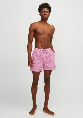 JACK & JONES - JACK & JONES ανδρικό μαγιό σορτς με ριγέ σχέδιο - 12253240 Ροζ