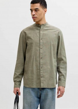 JACK & JONES - JACK & JONES ανδρικό πουκάμισο μάο Regular Fit - 12289184 Λαδί