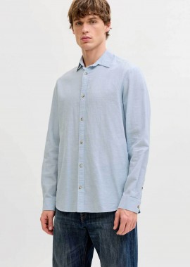 JACK & JONES - JACK & JONES ανδρικό πουκάμισο μονόχρωμο Regular Fit - 12289174 Σιελ