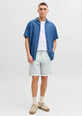 JACK & JONES - JACK & JONES ανδρική βερμούδα chino Regular Fit - 12230336 Γκρι Ανοιχτό