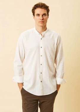 DORS - DORS ανδρικό πουκάμισο μάο με λινάρι Regular Fit - 1040014.C01 Λευκό