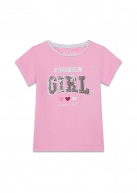 GUESS - Guess παιδικό T-shirt με κεντημένο λογότυπο - K6RI11K6YW4 Ροζ