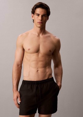 CALVIN KLEIN - Calvin Klein ανδρικό μαγιό σορτς short με logo patch - LV00N61028 Μαύρο