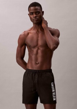 CALVIN KLEIN - Calvin Klein ανδρικό μαγιό σορτς medium με λογότυπο στο πλάι - LV00N61047 Μαύρο