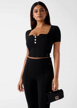 GUESS - Guess γυναικείο τοπ με διακοσμητικά κουμπιά cropped