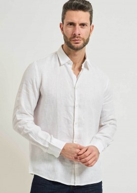 SEINSE - Seinse ανδρικό λινό πουκάμισο μονόχρωμο Regular Fit - CE1081SS 126 Λευκό