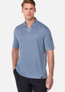 BOGGI MILANO - Boggi Milano ανδρική μπλούζα πόλο μονόχρωμη Regular Fit - BO25P035108 Μπλε