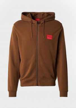 HUGO - Hugo Boss ανδρική ζακέτα φούτερ με κουκούλα και contrast logo patch Regular Fit