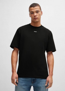 HUGO - Hugo Boss ανδρικό T-shirt μονόχρωμο βαμβακερό με ανάγλυφο λογότυπο