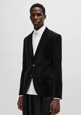 HUGO - Hugo Boss ανδρικό σακάκι μονόχρωμο Slim Fit - 50524947 Μαύρο