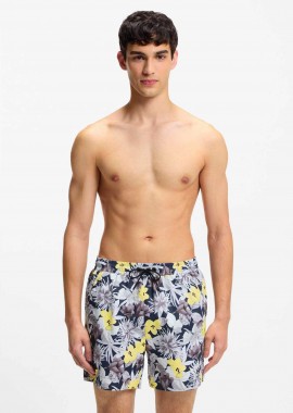 HUGO - Hugo Boss ανδρικό μαγιό με floral print και ελαστική μέση