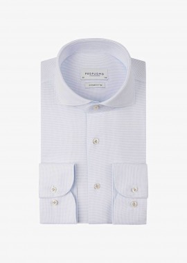 PROFUOMO - Profuomo ανδρικό μονόχρωμο πουκάμισο Japanese knitted Slim Fit - PPVH10048A Μπλε Ανοιχτό