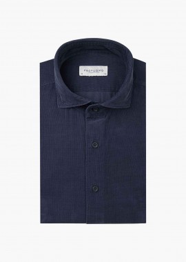 PROFUOMO - Profuomo ανδρικό κοτλέ πουκάμισο Slim Fit - PPVH30028B Σκούρο Μπλε