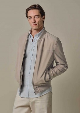PROFUOMO - Profuomo ανδρικό suede bomber jacket Normal Fit - PPXU10010A Μπεζ