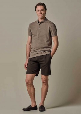 PROFUOMO - Profuomo ανδρική βερμούδα με ελαστική μέση Relaxed Fit - PPXQ10002A Καφέ