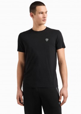 EA7 - EA7 ανδρικό T-shirt με logo patch Slim Fit - 8NPT16PJRGZ Μαύρο