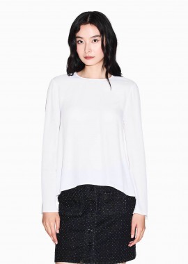ARMANI EXCHANGE - Armani Exchange γυναικεία μπλούζα με ασύμμετρο τελείωμα - XW001796AF16117 Λευκό