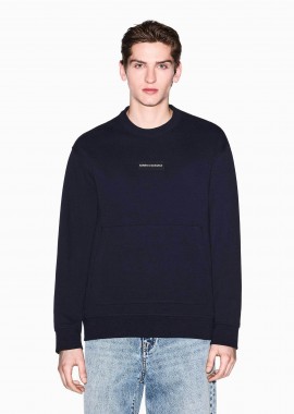 ARMANI EXCHANGE - Armani Exchange ανδρική μπλούζα φούτερ με logo patch Regular Fit - XM002351AF21869 Σκούρο Μπλε