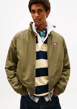 TOMMY JEANS - Tommy Jeans ανδρικό μπουφάν με λογότυπο Relaxed Fit - DM0DM22712 Λαδί